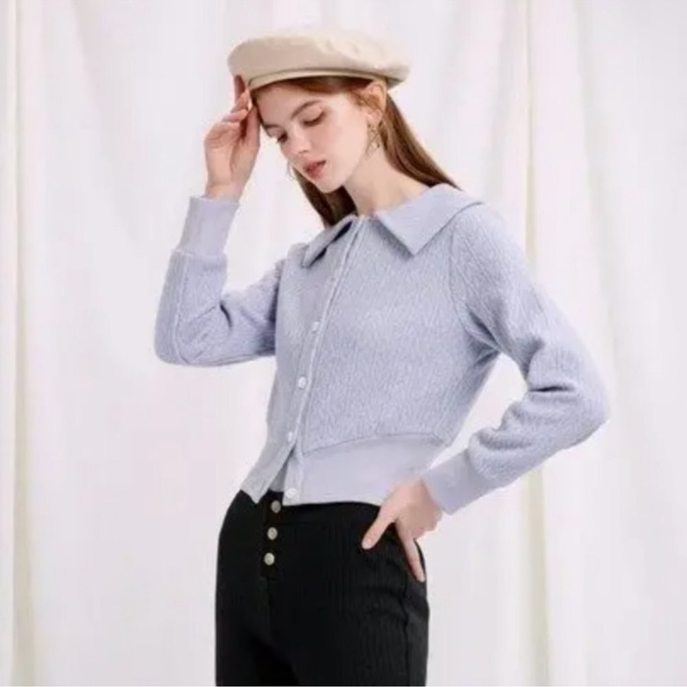 Petite Studio Blaine Knit Top Sweater Cardigan Cropped